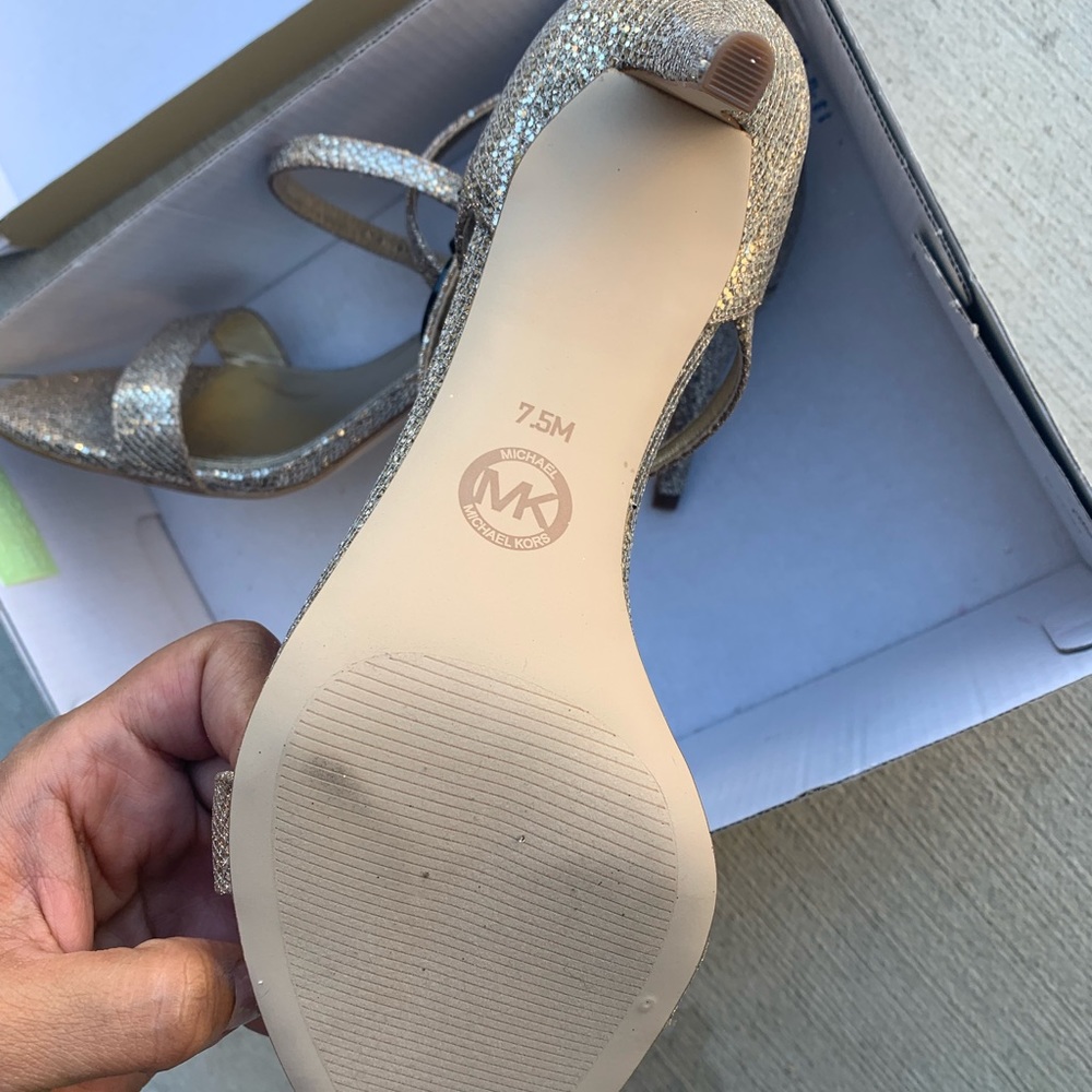 Michael kors gold silver glitter sand pump heels sandals new in box 6 7.5 8 MK - Picture 5 of 9